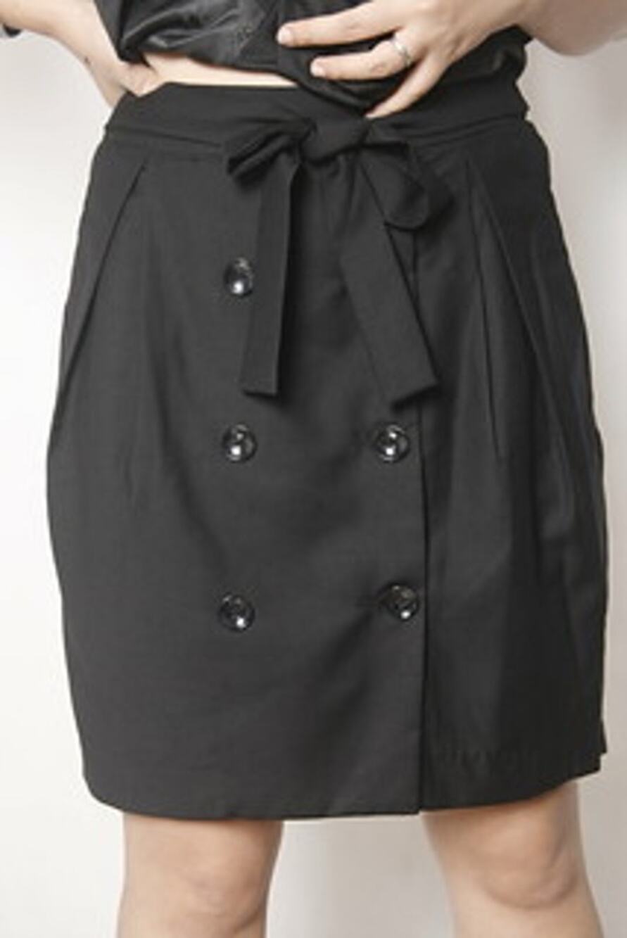 Club Monaco Trench Skirt Womens Size 4 Black Belted High Rise Button Front
